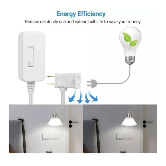 Plug-In Lamp & Light Dimmer Switch - 6.56 ft Cord Model #HPID01W - White - Picture 3 of 5